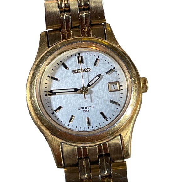 VINTAGE Seiko Sports 50 Women’s Gold Tone Watch - 7N82-0881